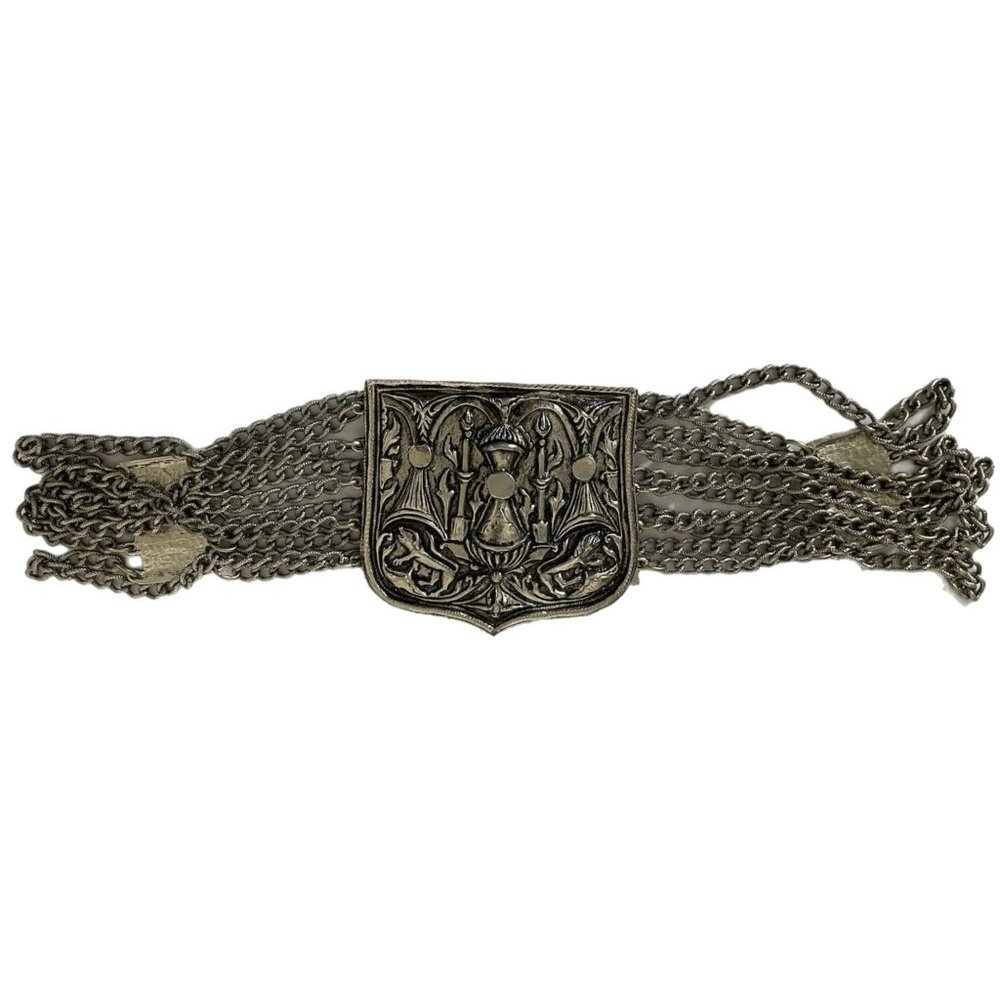 Accessocraft Silver Large Medieval Revival Repousse Vtg Chain Belt 27.5” Waist